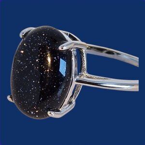 925 Sterling Silver Ring with Natural Sandstone 14x10mm